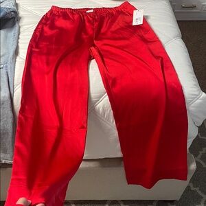 New with tags! Vibrant Red Satin Pants